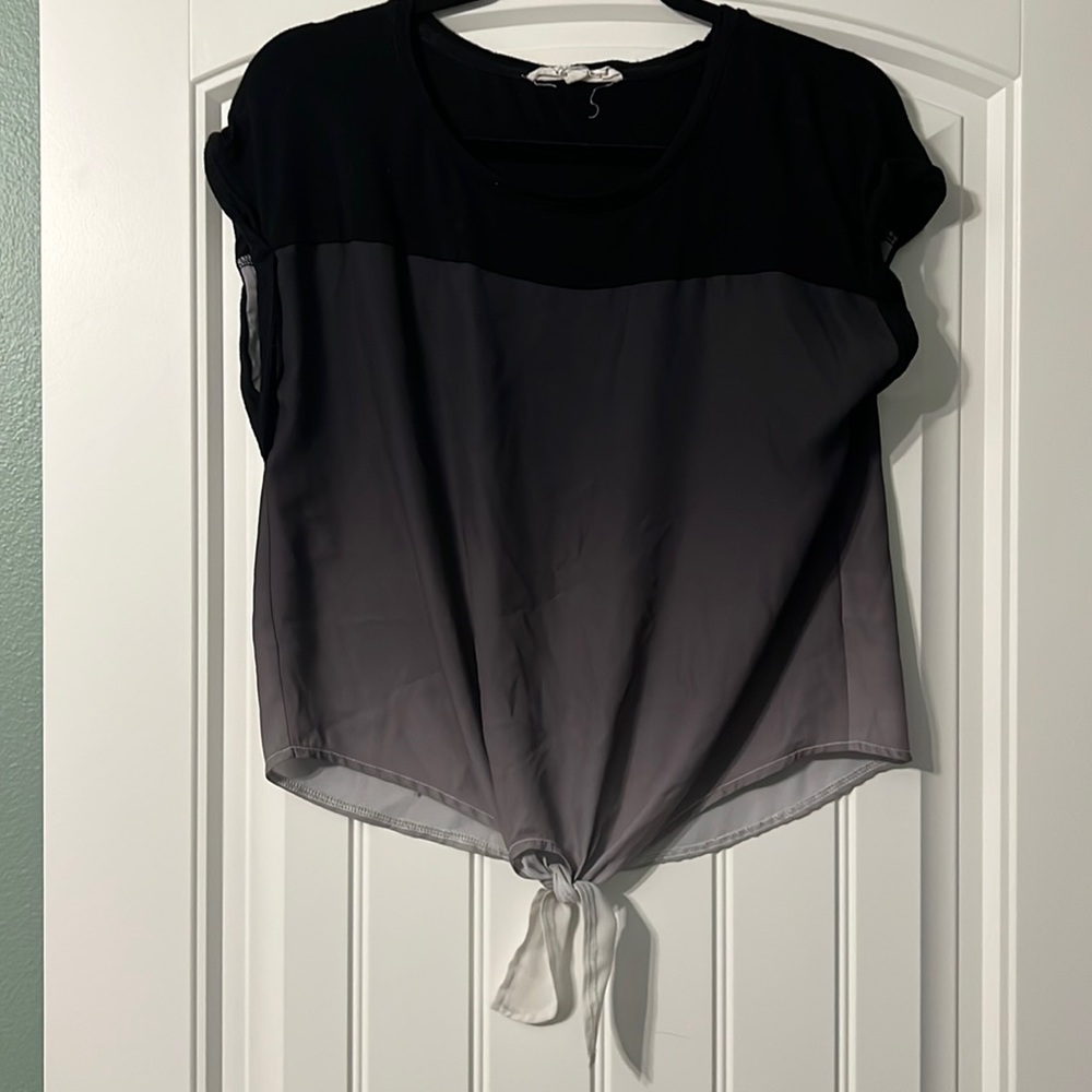 Hippie Rose, Size Medium Blouse. Black to Grey Ombré